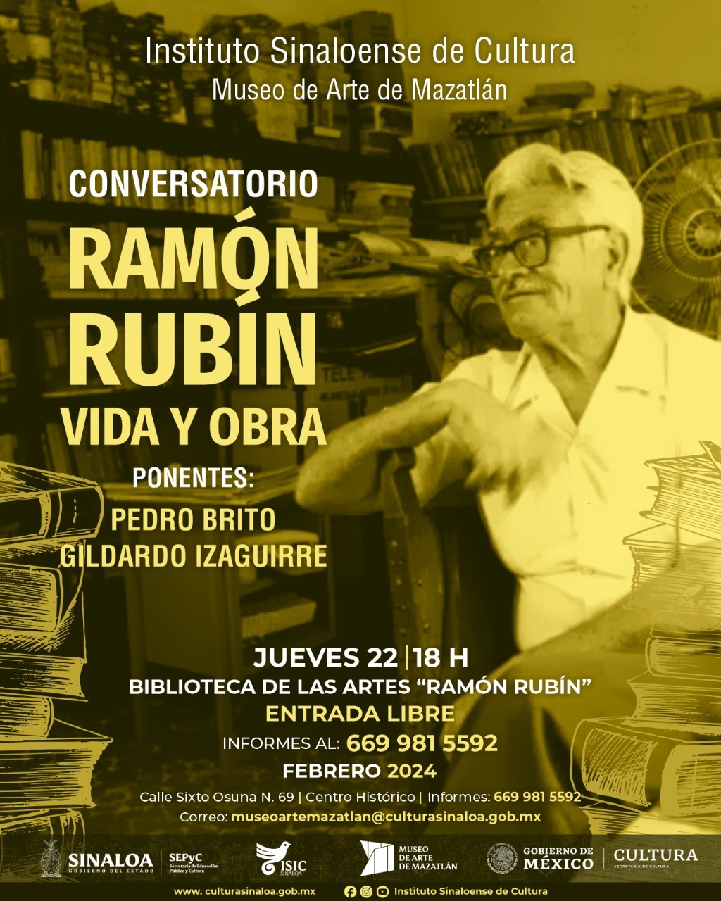 Este 22 de febrero, conversatorio “vida y obra de Ramón Rubín” en el Museo de Arte de Mazatlán